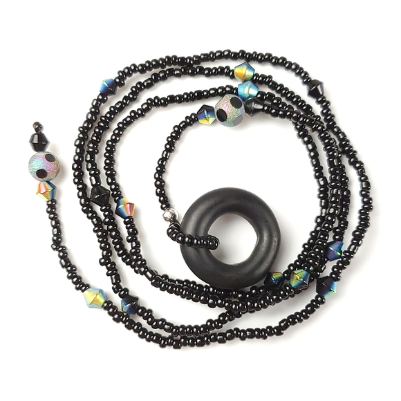 Hand Crafted Jewelry - 🦋 Black And Rainbow Beaded Single Strand Lariat Necklace 🦋1/$14~2/$24~3/$30🦋
